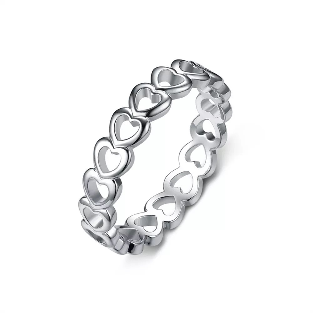 New 925 Silver Beautiful Hearts Simple Lovely Ring - Picture 1 of 6